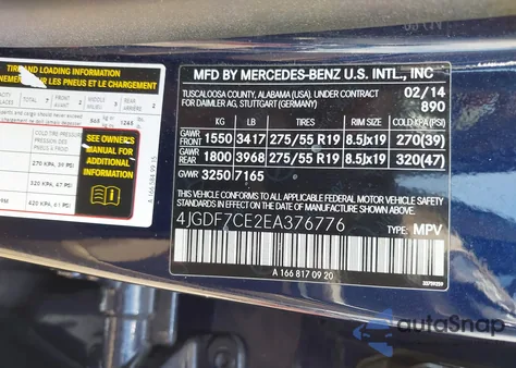 2014 Mercedes-Benz Gl 450 4Matic from USA, damaged, VIN 4JGDF7CE2EA376776